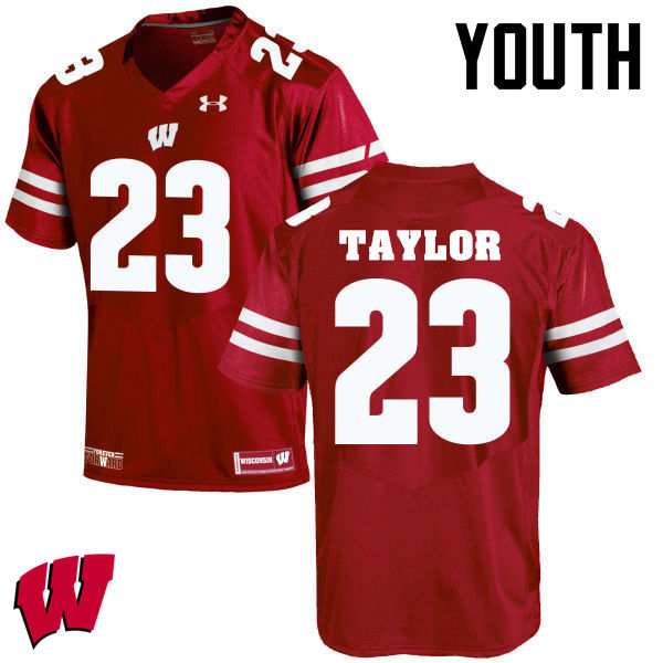 Wisconsin Badgers Youth #23 Jonathan Taylor NCAA Under Armour Authentic Red College Stitched Football Jersey QJ40X82IL
